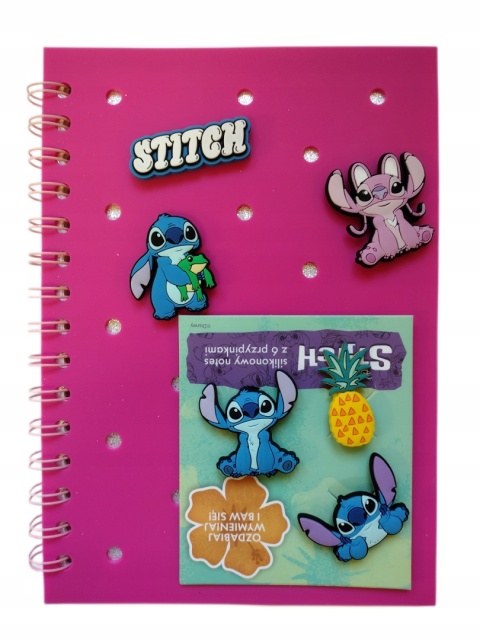 Lilo i Stitch notes kołozeszyt na spirali linia 80k A5 przypinki do crocs