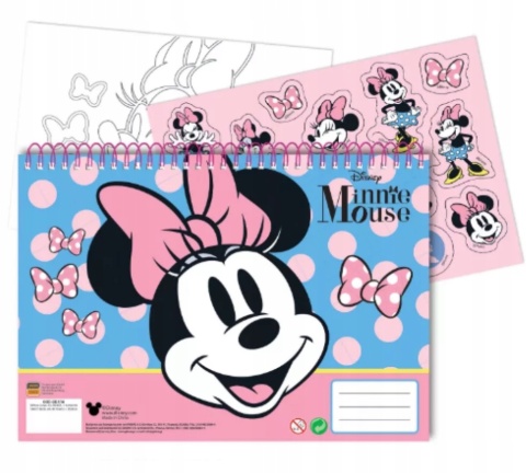 MYSZKA MINNIE szkicownik blok kolorowanki na spirali naklejki A4 40 k