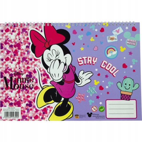 MYSZKA MINNIE szkicownik blok kolorowanki na spirali naklejki A4 40 k