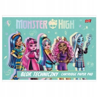 Monster High lalki blok techniczny A4 10 kartek biały 190g/m2