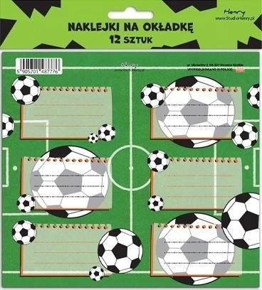 Naklejki na zeszyty nalepki na okładkę Piłka 12szt Naklejki na zeszyty nalepki na okładkę Piłka 12szt