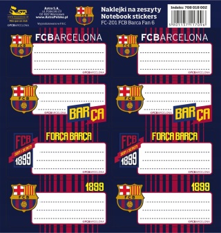 Naklejki nalepki na zeszyty 16 szt FCB FC Barcelona