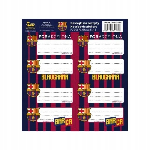 Naklejki nalepki na zeszyty 16 szt FCB FC Barcelona