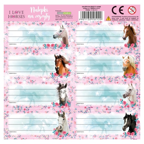 Naklejki nalepki na zeszyty 16 szt konie koń koniki