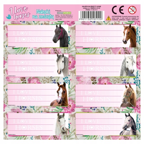 Naklejki nalepki na zeszyty 16 szt konie koń koniki