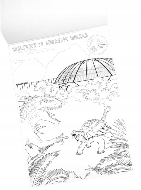 Park Jurajski triceratops blok rysunkowy + kolorowanka A4 20 kartek biały