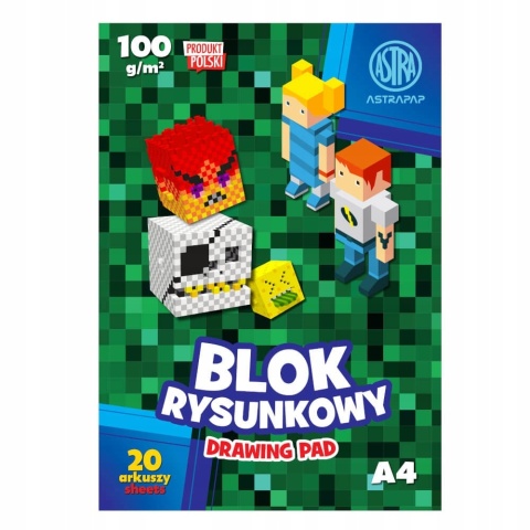 Pixel dla fana Minecraft blok rysunkowy A4 20 k