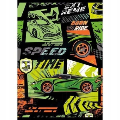 Zeszyt A4 32k do nauki pisania trzy linia kolorowa Auta wyścigówki