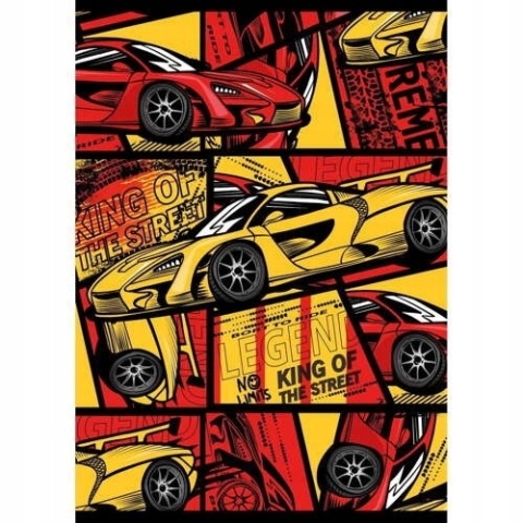 Zeszyt A4 32k do nauki pisania trzy linia kolorowa Auta wyścigówki