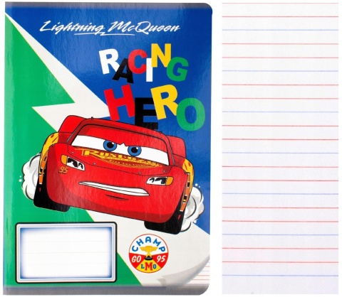 Zeszyt A5 16 k w linię trzylinia kolorowa auta Zygzak McQueen wzór 2 1szt