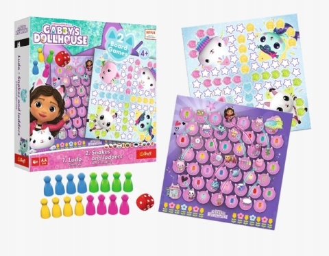 Gra 2 w 1 Chińczyk węże i drabiny Koci domek Gabi Trefl