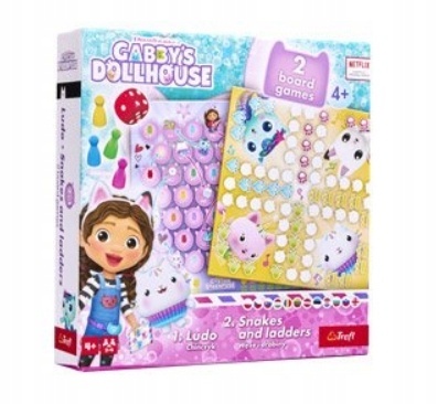 Gra 2 w 1 Chińczyk węże i drabiny Koci domek Gabi Trefl