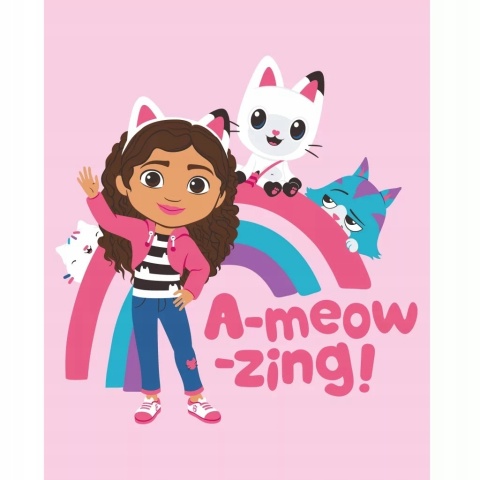 Koc kocyk polarowy różowy tęcza KOCI DOMEK GABI 100x140 cm