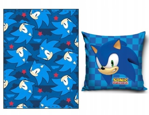 Kocyk koc coral miś 100X140 cm+ poszewka na poduszkę 40x40 velvet SONIC jeż