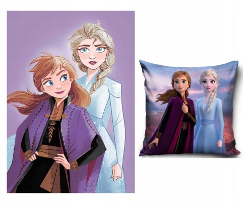 Kocyk koc pled narzuta welurowy 100x150 cm + poduszka 40x40 Kraina Lodu