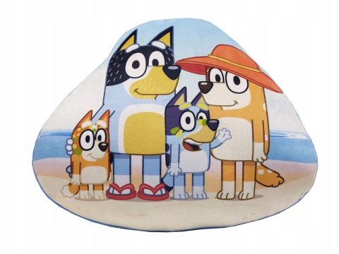 Kocyk koc polarowy 100x140 + poduszka kształtka Bluey i Bingo Blue plaża