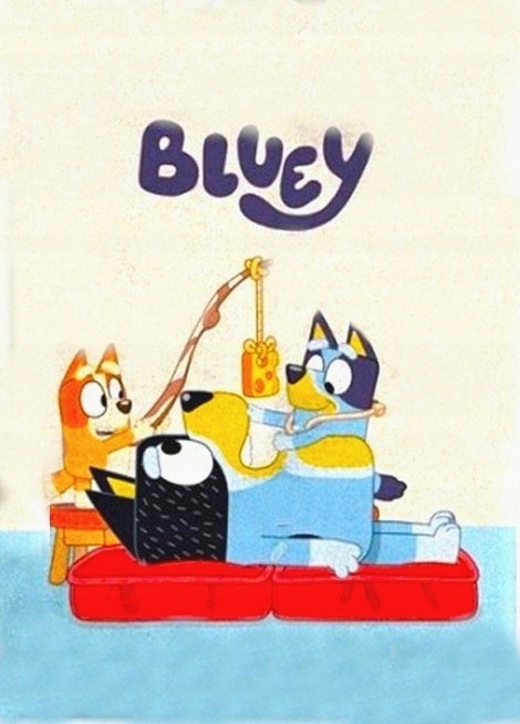 Kocyk koc polarowy 100x140 + poduszka kształtka Bluey i Bingo Blue plaża