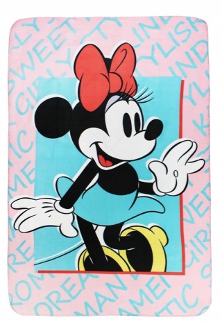 Kocyk koc polarowy 100x150+ poszewka na poduszkę velvet 40x40 MYSZKA MINNIE