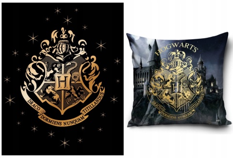 Kocyk koc polarowy coral 120x150 + poszewka 40x40cm HARRY POTTER Hogwart
