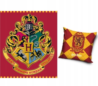 Kocyk koc polarowy coral120x150 + poszewka velvet 40x40 HARRY POTTER