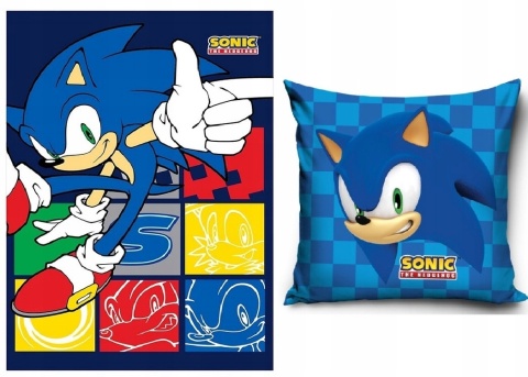 Kocyk koc polarowy pled narzuta 100x140 + poszewka velvet 40x40 cm Sonic