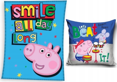Kocyk koc welur puchaty 110X140 + poszewka 40x40 ŚWINKA PEPPA PIG George