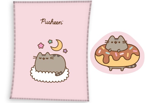 Kocyk koc welur puchaty 130X160 + poduszka kształtka velvet kot PUSHEEN