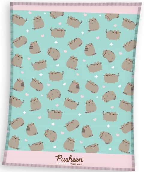 Kocyk koc welur puchaty kot kotek miętowy PUSHEEN 150x200