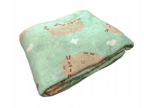 Kocyk koc welur puchaty kot kotek miętowy PUSHEEN 150x200