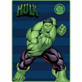 Kocyk polarowy 100x140 + mini poduszka Przytulanka kształtka Avengers HULK