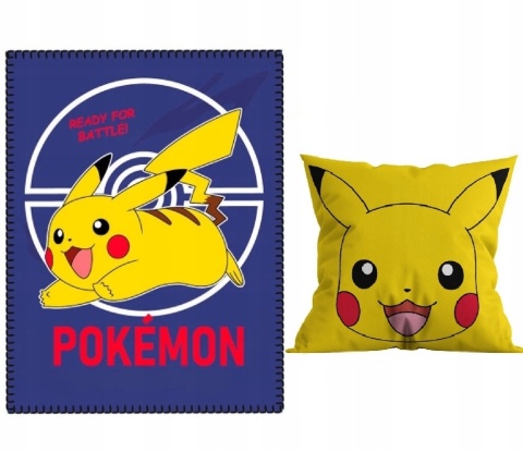 POKEMON Pikachu kocyk koc polarowy pled narzuta 100x140 + poduszka 40x40