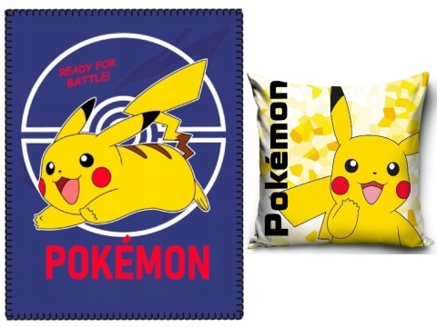 POKEMON Pikachu kocyk koc polarowy pled narzuta 100x140 + poszewka 40x40