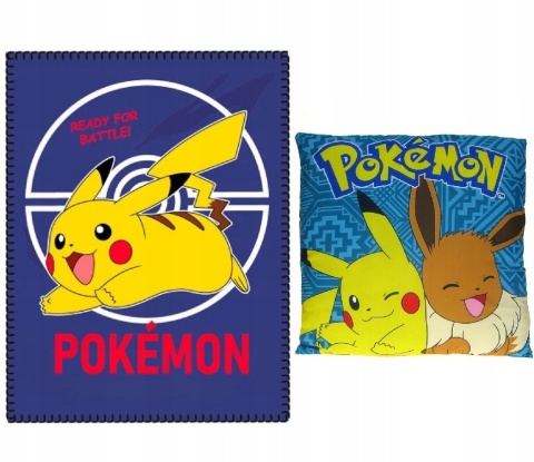 POKEMON kocyk koc polarowy pled narzuta 100x140 + poduszka 40x40