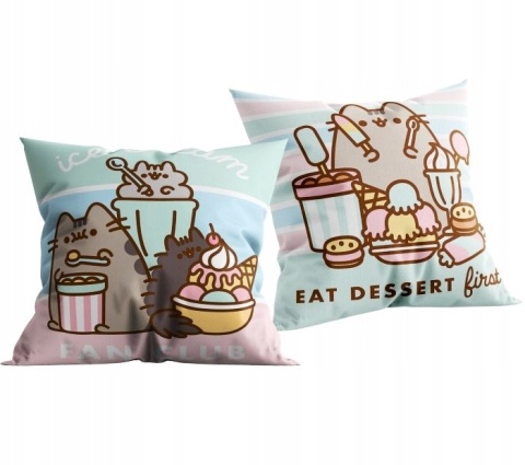 PUSHEEN kot kotek kocyk koc welur puchaty różowy 130X160 + poduszka 40x40
