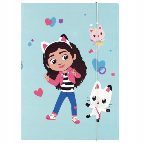 Teczka z gumką A4 na dokumenty KOCI DOMEK GABI miętowa